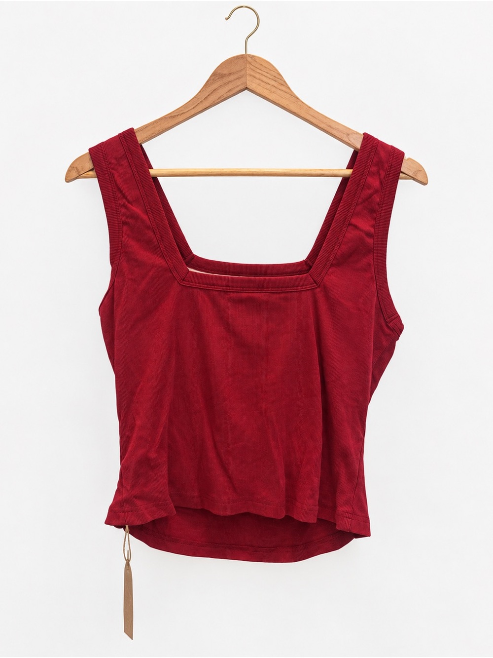 OGL Red Square-Neck Bra Ribbed Tank Top - Picture 2 of 3